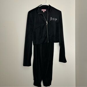 Juicy Couture Y2K Black Velour Tracksuit with Rhinestone Detail